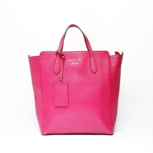 GUCCI Pink Leather Tote Bag